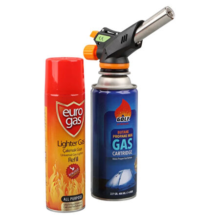 3 Parça Profesyonel Pürmüz Seti Pürmüz Torch Çakmak Başlık- Kamp Gazı 400ml- Çakmak Gazı 270 (5224)