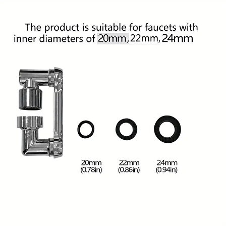 1080 Derece Dönebilen Mutfak ve Lavabo Bataryası Akrobat Musluk Ucu (5224)