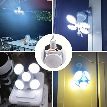 Solar Güneş Enerji Ve Usb Sarjlı 5 Kanatlı Led Lamba (5224)