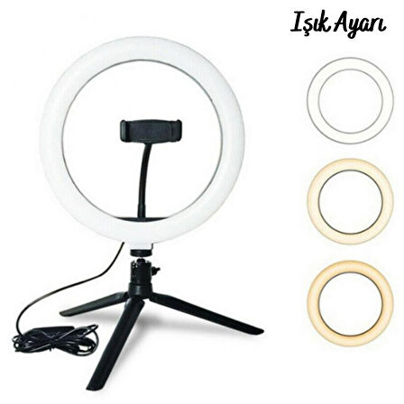 8inç 20cm Youtube Instagram Tiktok Selfie Stüdyo Video Fotoğraf Ring Light Tripod Led Halka Işık (5224)