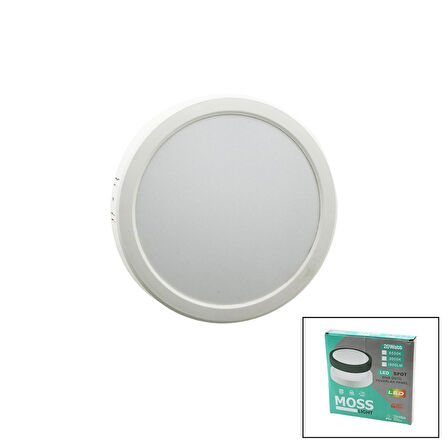 MOSS LIGHT 20W YUVARLAK BEYAZ METAL KASA SIVA ÜSTÜ LED SLİM PANEL 1350LM (5224)