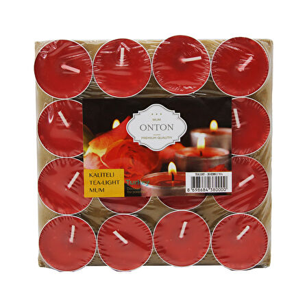 16 PARÇA  KIRMIZI TEA LİGHT YUVARLAK MUM (5224)