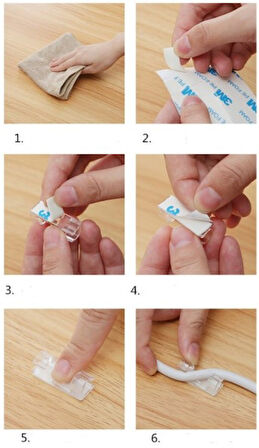 20&amp;apos;li Yapışkanlı Kablo Sabitleyici Şeffaf Klips (5224) AZ-522489GocMC-165