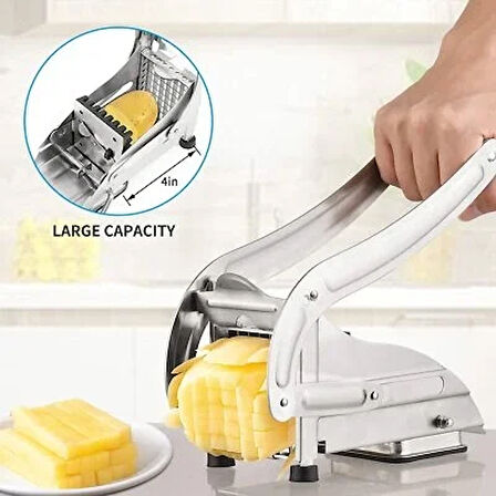 Çelik Patates Dilimleyici - Çok Fonksiyonlu Patates Dilimleyici, Sebze Doğrayıcı &amp;amp; Rendeli Ayarlanabilir Bıçak ile Düzgün Dilimler (5224) AZ-522489GTA17020