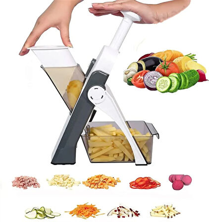 Çok Amaçlı Basmalı Sebze Dilimleyici Doğrayıcı Mandolin Brava Spring Slicer Kitchenmate (5224) AZ-522489GTA17097