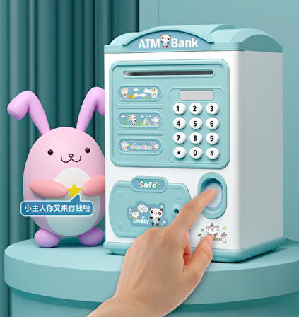 Parmak İzi Görünümlü Elektronik Şifreli Otomatik Kağıt Para Alan ATM Kumbara (5224) AZ-522489Goc281