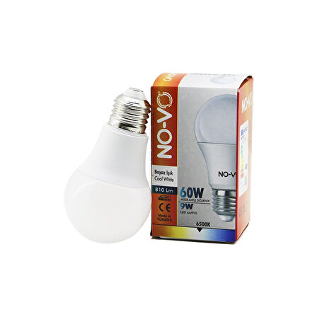 NO-VO 9W=60W E27 BEYAZ LED AMPUL 6500K - 810Lm (5224)