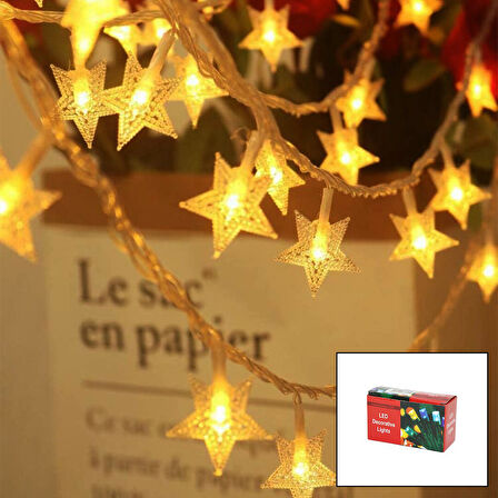 GÜN IŞIĞI - YILDIZ 3MT PİLLİ 2 FONKSİYONLU PERİ LED - DEKOR LAMBA (5224)