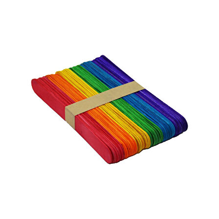 50 PCS   RENKLİ  AHŞAP ELİŞİ ÇUBUK (5224)