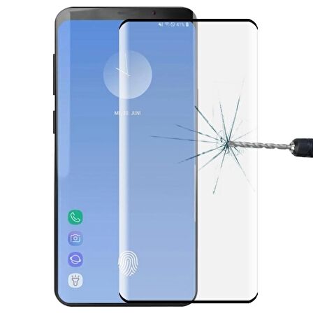 Smcase Samsung Galaxy S10 Kılıf Deri Dokulu Silikon   Tam Yapışan Cam