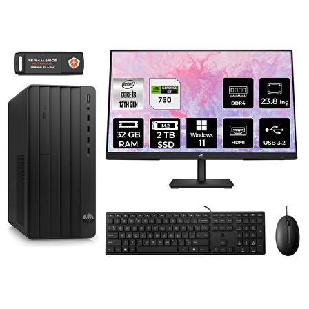 HP TOWER 290 G9 i3 12100 32GB RAM 2TB SSD GT730/4GB W11H 6D3A1EA MASAÜSTÜ PC & 23.8'' MONİTÖR