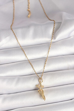 316L Çelik Gold Renk Zincir Sarılma Model Kadın Kolye