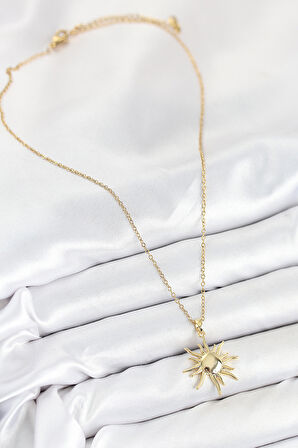 316L Çelik Güneş Model Gold Renk Kadın Kolye