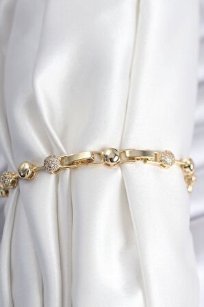 Pirinç VIP Seri Gold Renk Topçuk Model Kadın Bileklik