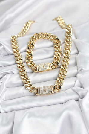 Xuping Gurmet Gold Renk Kolye ve Bileklik Seti EB-BKO10629