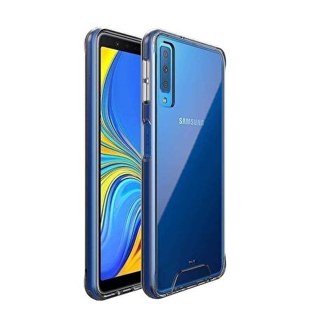 Smcase Samsung Galaxy A7 2018 Gard Ultra Sert Silikonlu Kılıf  Tam Kapatan Cam
