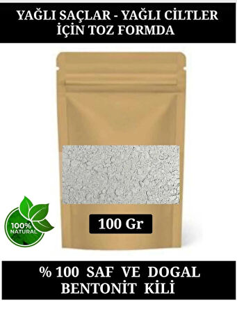 BENTONİT KİLİ YAĞLI SAÇLAR VE YAĞLI CİLTLER İÇİN TOZ FORMDA SAF VE DOĞAL BENTONİT KİLİ 100 GR.