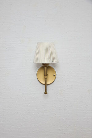 Deri Beyaz Eskitme Gold Kablosuz Pilli Ledli Duvar Aydınlatması Aplik