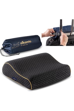Ergonomik Seyahat Yastığı Hafızalı Visco Sünger Termal Kılıflı Kamp ve Seyahat İçin