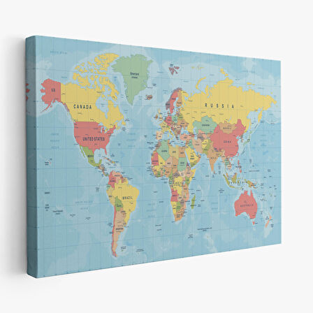 Harita Sepeti Dünya Haritası Dekoratif Kanvas Tablo 1080