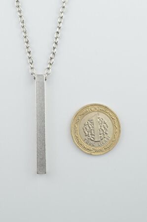 2'li Parmak İzi Çubuk- Uzun Çubuk Erkek Kadın Kolye Seti 925 Ayar Gümüş Kaplama