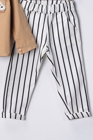 Erkek Çocuk Kapüşonlu Ceket-Sweatshirt-Çizgili Pantolon 3'lü Takım (2-5 Yaş)