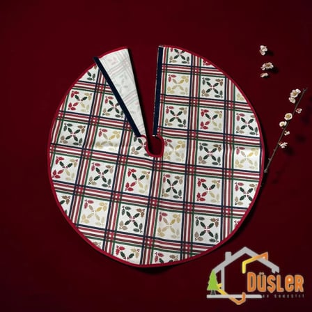 Yılbaşı Temalı Yeniyıl Figür Desenli Yılbaşı Ayak Halısı, Noel Ağacı Altı Örtüsü, Yeniyıl Çam Ağacı Eteği Yıkanabilir Cırtlı