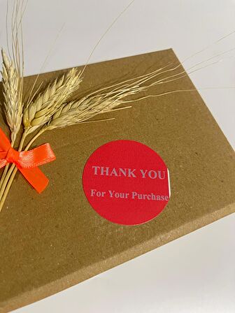 Thank You for your order Kırmızı Yuvarlak Yapışkanlı Etiket 5x5 cm 100 adet