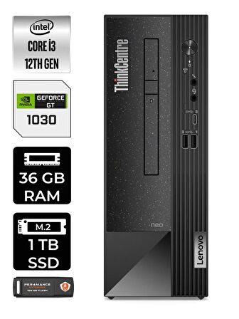 Lenovo NEO 50S i3 12100 36GB RAM 1TB SSD GT1030/4GB W11HOME 11SX002VTX MASAÜSTÜ PC & PER4 BELLEK