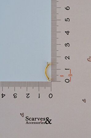 Minimal Çelik İki Ucu Taşlı Göbek Piercingi Gold Renkli
