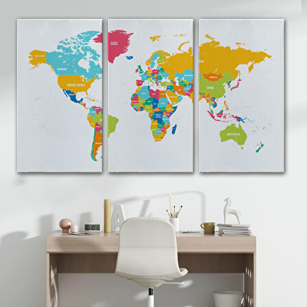 Harita Sepeti Dünya Haritası Dekoratif Kanvas Tablo 1082