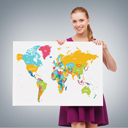 Harita Sepeti Dünya Haritası Dekoratif Kanvas Tablo 1082