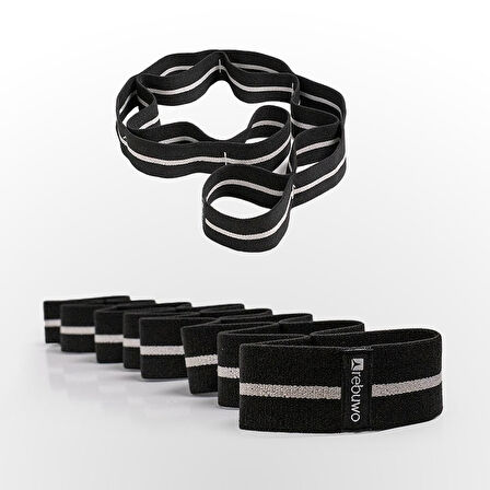 Rebuwo Sekiz Kademeli Pilates Bandı Direnç Bandı Yoga Lastiği Esneme Kayışı Siyah