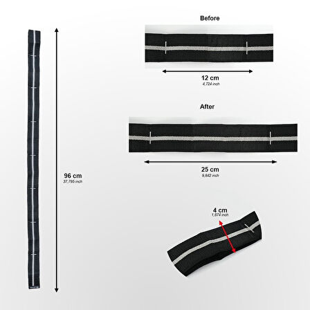 Rebuwo Sekiz Kademeli Pilates Bandı Direnç Bandı Yoga Lastiği Esneme Kayışı Siyah