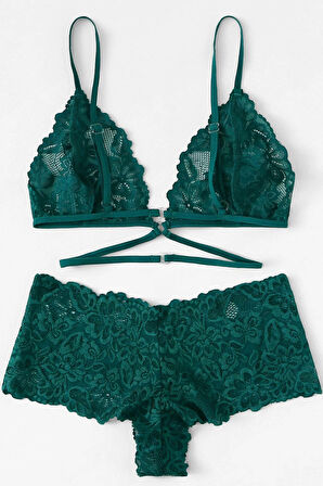 Kadın Yeşil Özel Şık Sütyen Külot Takımı