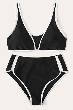 Kadın Siyah Pedli Yüksel Bel Sütyen Külot Takımı