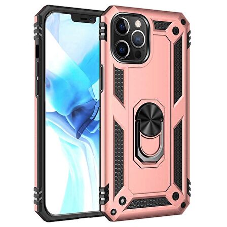 Gpack Apple iPhone 12 Pro Kılıf Tank Koruma Vega Standlı Yüzüklü Mıknatıslı