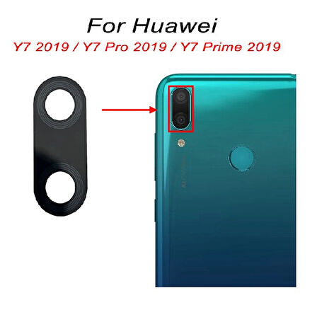 Huawei Uyumlu Y7 2019 Arka Kamera Camı Lens Yapışkanlı