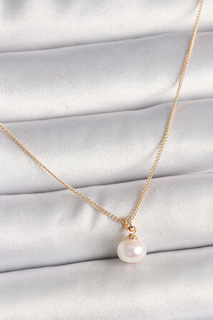 Pirinç Gold Renk İnci Model Kadın Kolye