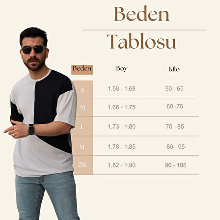 Tişört Erkek Parçalı Desen Regular Fit Bisiklet Yaka Bürümcük Tshirt Erkek T-Shir