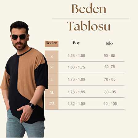 Tişört Erkek Parçalı Desen Regular Fit Bisiklet Yaka Bürümcük Tshirt Erkek T-Shir