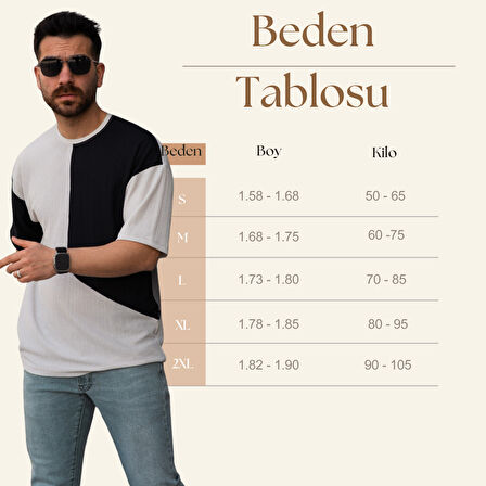 Tişört Erkek Parçalı Desen Regular Fit Bisiklet Yaka Bürümcük Tshirt Erkek T-Shir