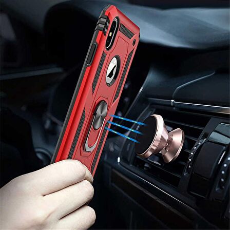 Gpack Apple iPhone 12 Pro Max Kılıf Tank Koruma Vega Standlı Yüzüklü MıknatıslıNano Glass
