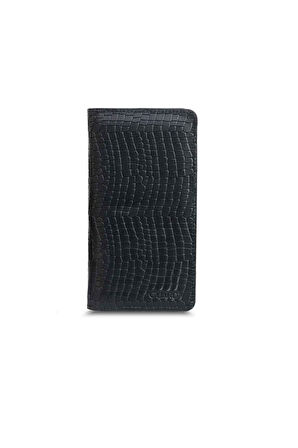 Guard Plus Telefon Girişli Siyah Texas Baskı Deri Unisex Cüzdan
