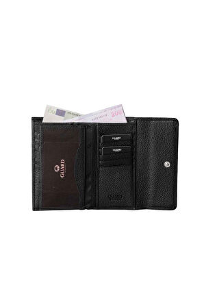 Guard Siyah Çıt Çıtlı Hakiki Deri Bayan Cüzdanı