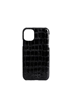 Guard Siyah Croco iPhone 11 Hakiki Deri Telefon Kılıfı