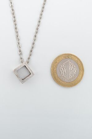 2'li Uzun Çubuk - Küp Erkek Kadın Kolye Seti 925 Ayar Gümüş Kaplama