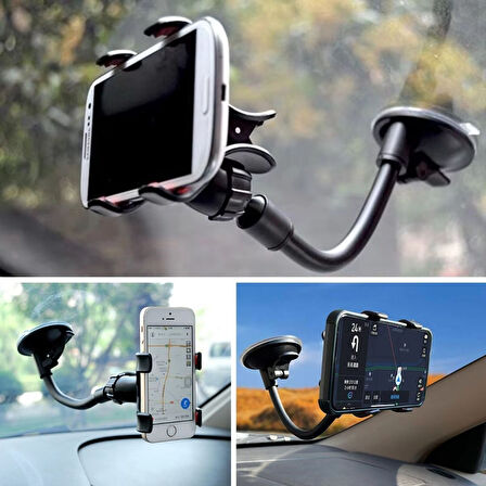 Akrobat Cama Sabitlenen Güçlü Vakumlu 360 Derece Dönen Tüm Modellere Uyan Oto Telefon Tutucu (5332)