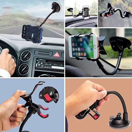 Akrobat Cama Sabitlenen Güçlü Vakumlu 360 Derece Dönen Tüm Modellere Uyan Oto Telefon Tutucu (5332)