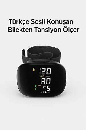 Mayf Türkçe Konuşan Bilek Tansiyon Aleti Tam Otomatik Tansiyon ve Nabız Ölçme Şarjlı Dijital Sesli  – Akıllı LCD Ekranlı, Hassas Ölçüm, Ev Tipi Cihaz